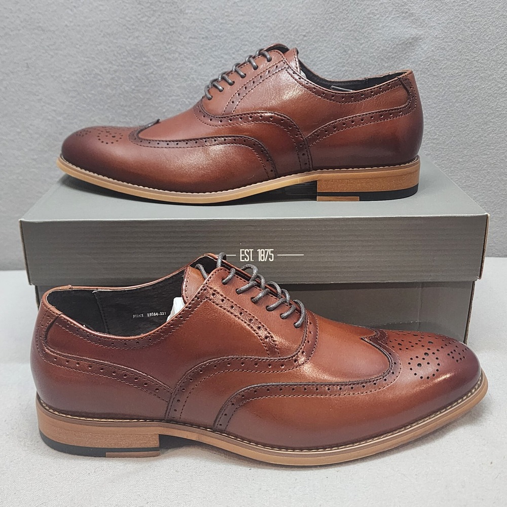 Stacy Adams Wingtip Oxford Cognac Brown Leather Brogue Mens 7.5M 25064-221